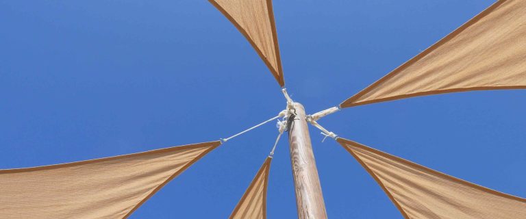 Low Angle View Tent Against Clear Blue Sky